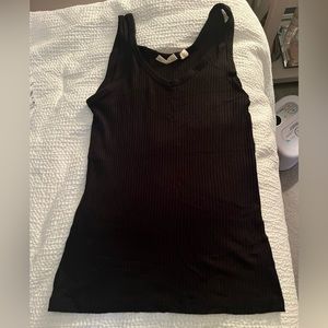 Christian Siriano ribbed black tank top